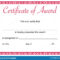 Certificate Of Award Template Stock Illustration – Illustration Of  Within Blank Certificate Of Achievement Template