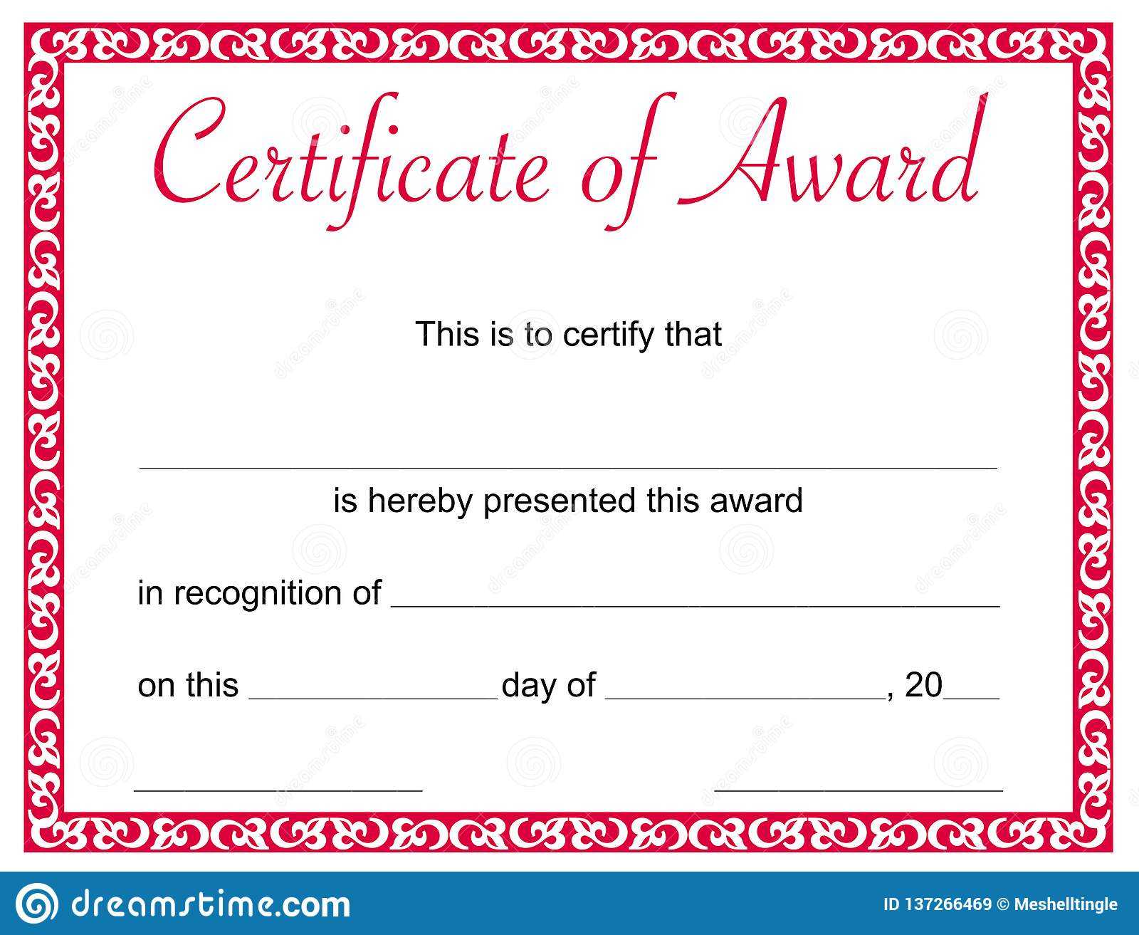 Certificate Of Award Template Stock Illustration – Illustration Of  Within Blank Certificate Of Achievement Template