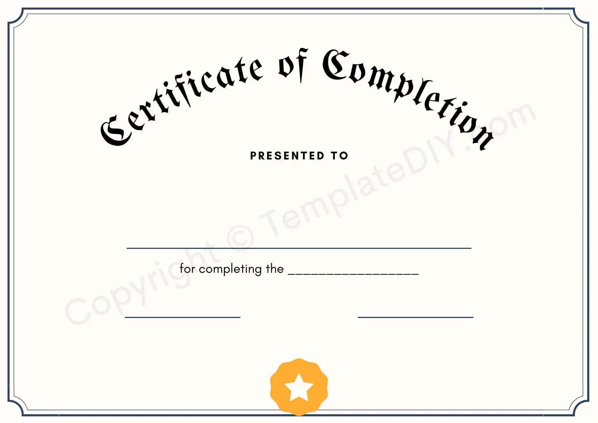 Certificate of Completion Blank Printable Template in PDF & Word In Blank Certificate Templates Free Download