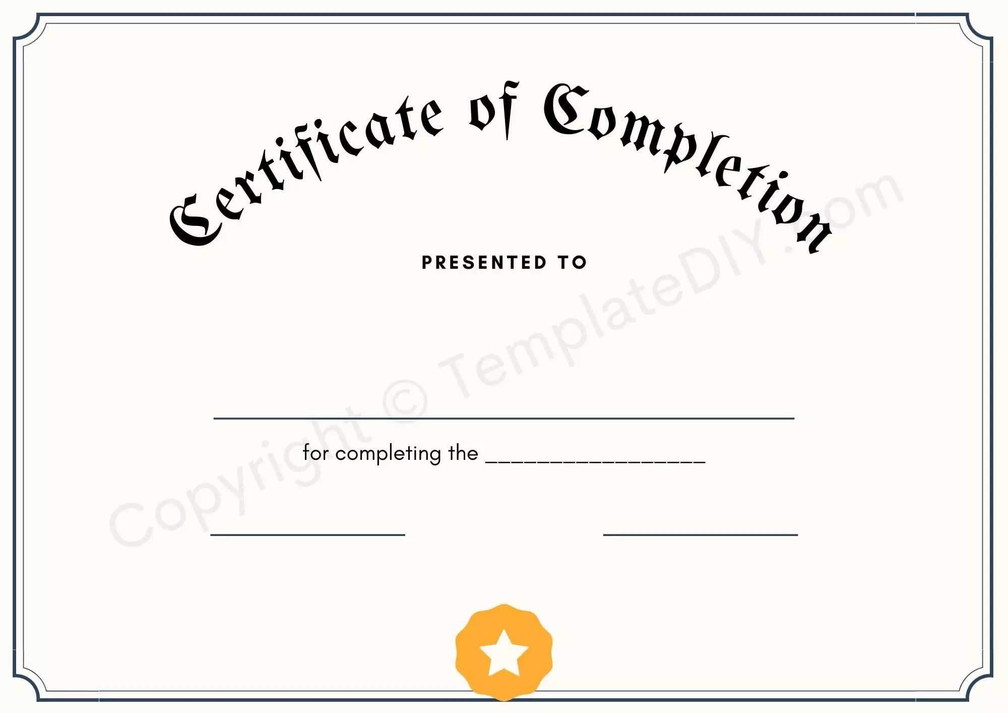 Certificate Of Completion Blank Printable Template In PDF & Word Throughout Certificate Of Completion Template Free Printable