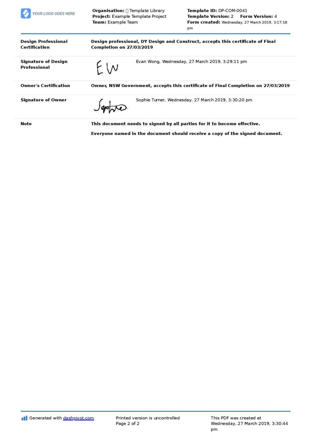 Certificate Of Completion For Construction (Free Template + Sample ...