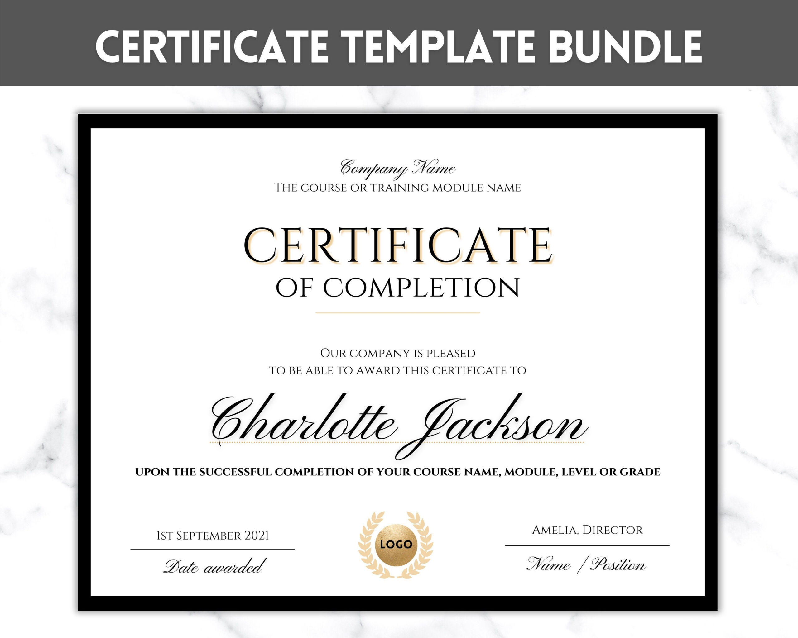 Certificate Of Completion Template BUNDLE Editable – Etsy With Certification Of Completion Template