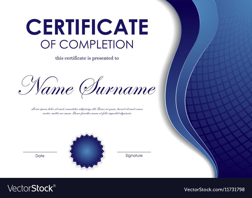 Certificate Of Completion Template Royalty Free Vector Image Pertaining To Certificate Of Completion Template Free Printable