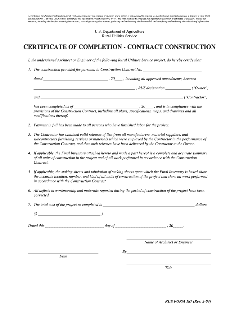 Certificate Of Construction Completion – Fill Online, Printable  In Construction Certificate Of Completion Template