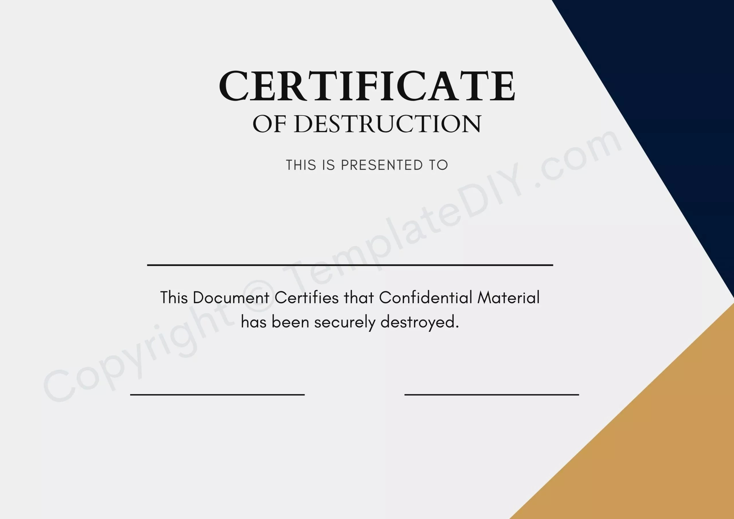 Certificate of Destruction Blank Printable Template in PDF & Word With Destruction Certificate Template