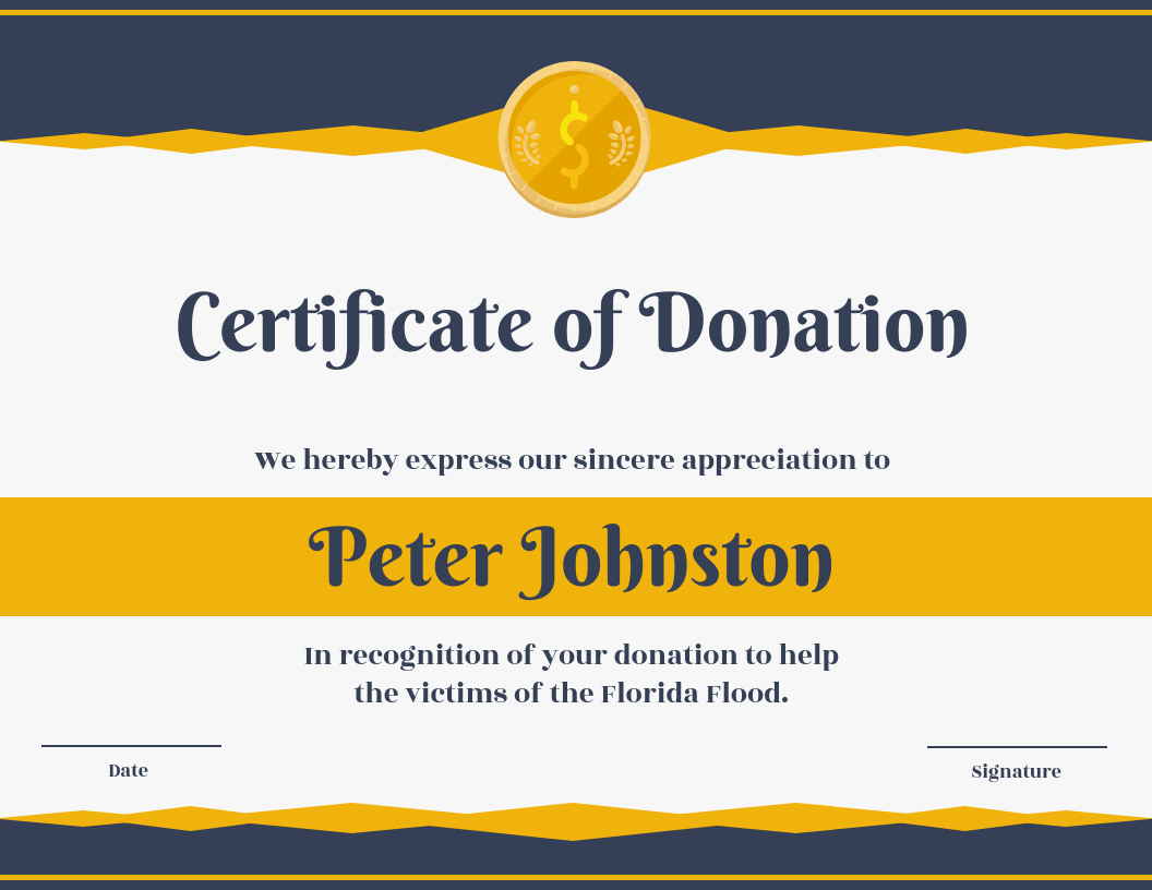 Certificate of Donation Template Throughout Donation Certificate Template