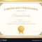 Certificate Of Excellence Template Gold Theme Vector Image Intended For Free Certificate Of Excellence Template