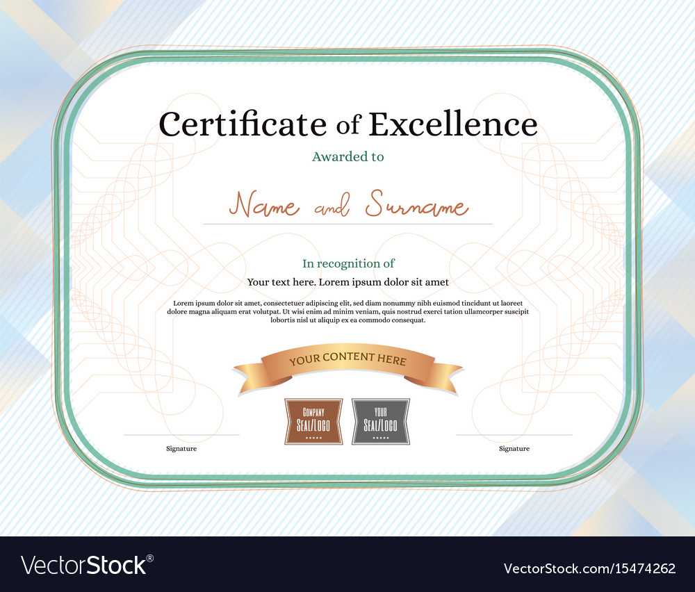 Certificate Of Excellence Template With Award Vector Image In Award Of Excellence Certificate Template