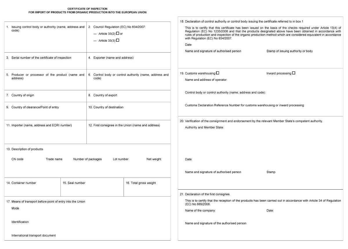 Certificate Of Inspection (COI) For Organic Products – Formalities  In Certificate Of Inspection Template