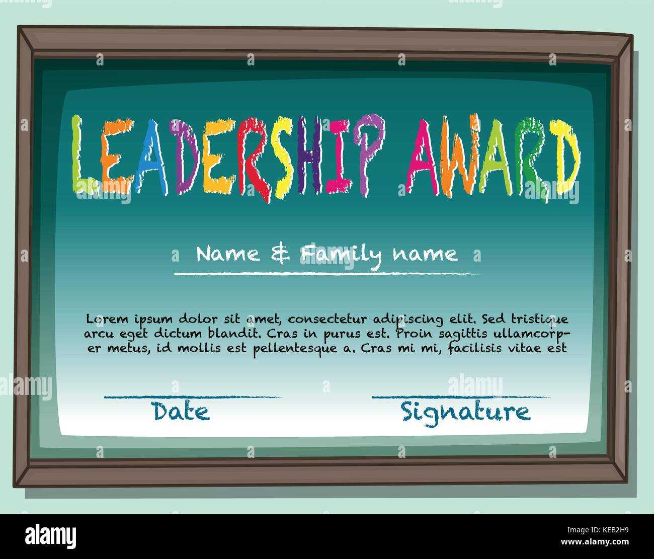 Certificate Of Leadership Award In Frame Stock Vector Image & Art  Regarding Leadership Award Certificate Template