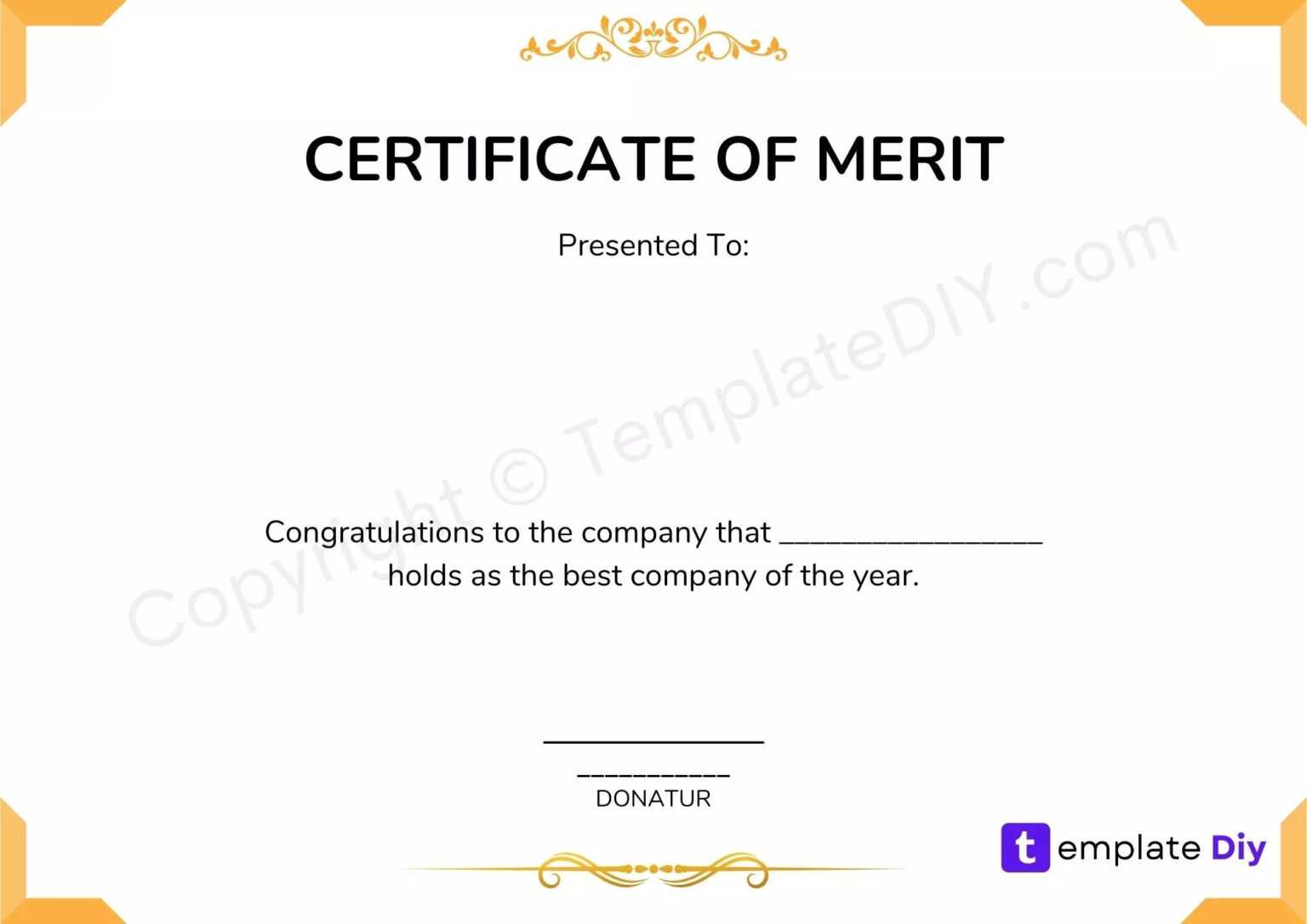 Certificate Of Merit Blank Printable Template In PDF & Word Intended ...