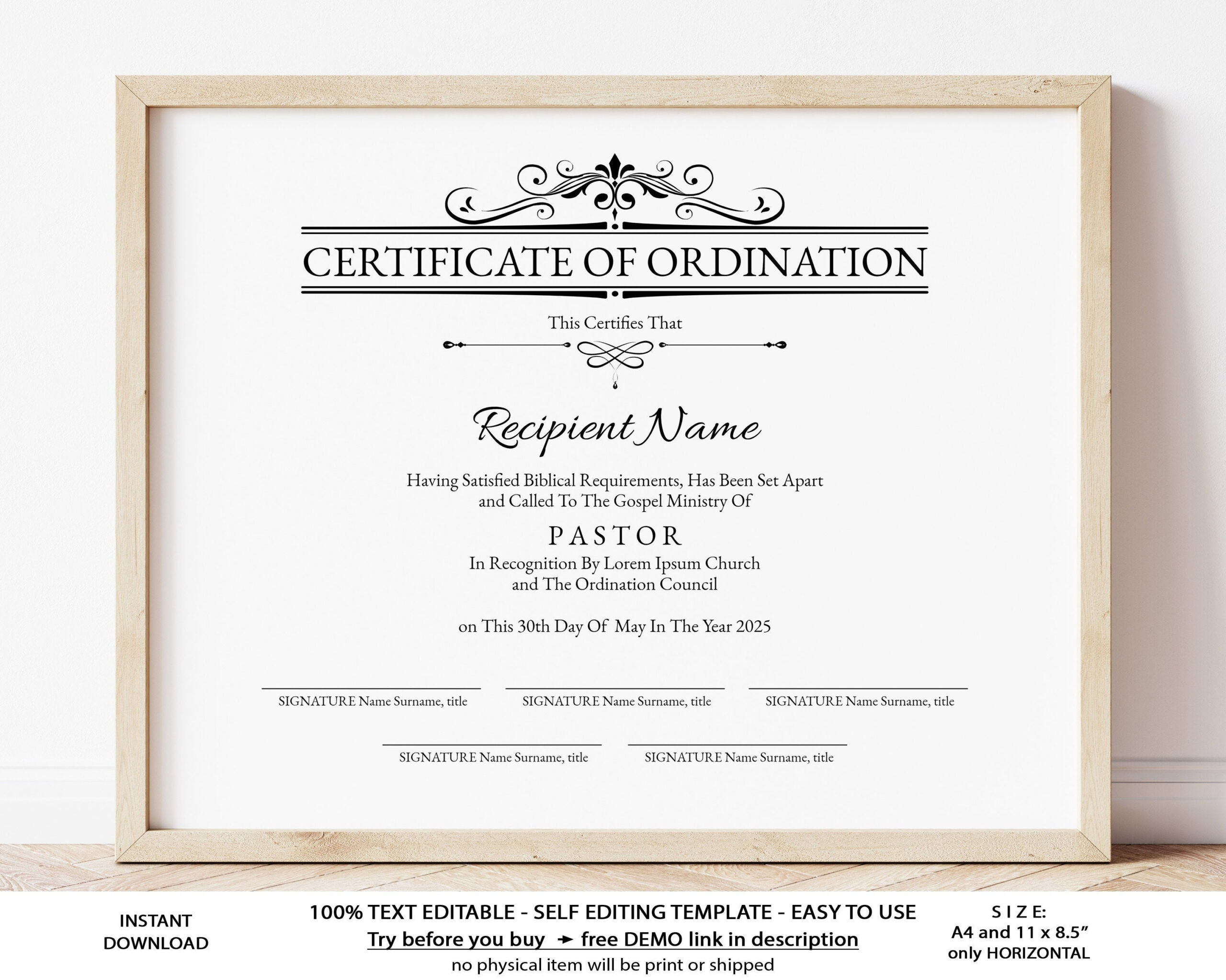 Certificate of Ordination Gospel Ministry Certificate Template  With Certificate Of Ordination Template