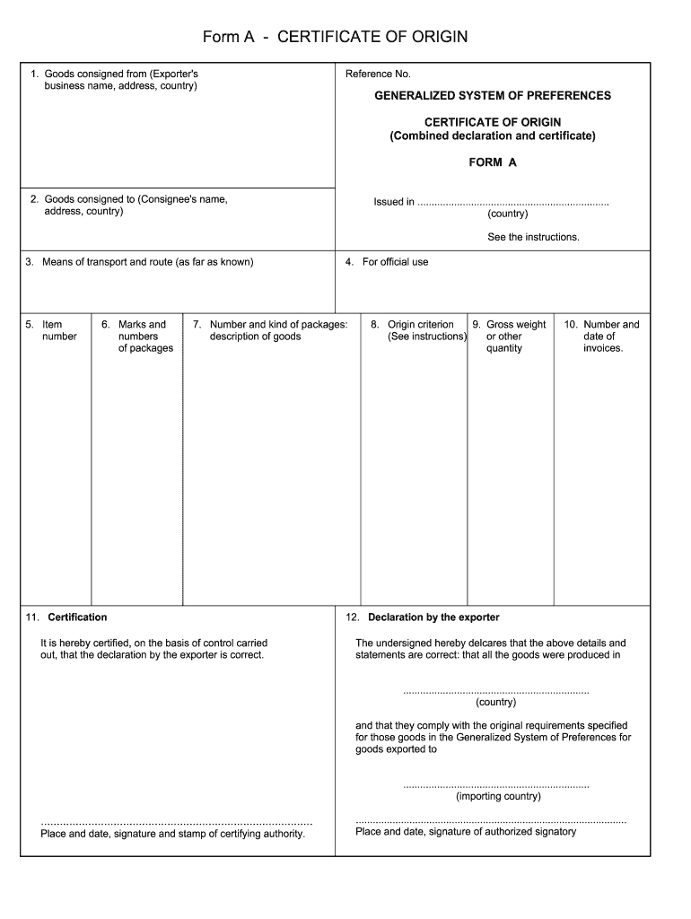 Certificate Of Origin - Fill Online, Printable, Fillable, Blank  For Certificate Of Origin Form Template