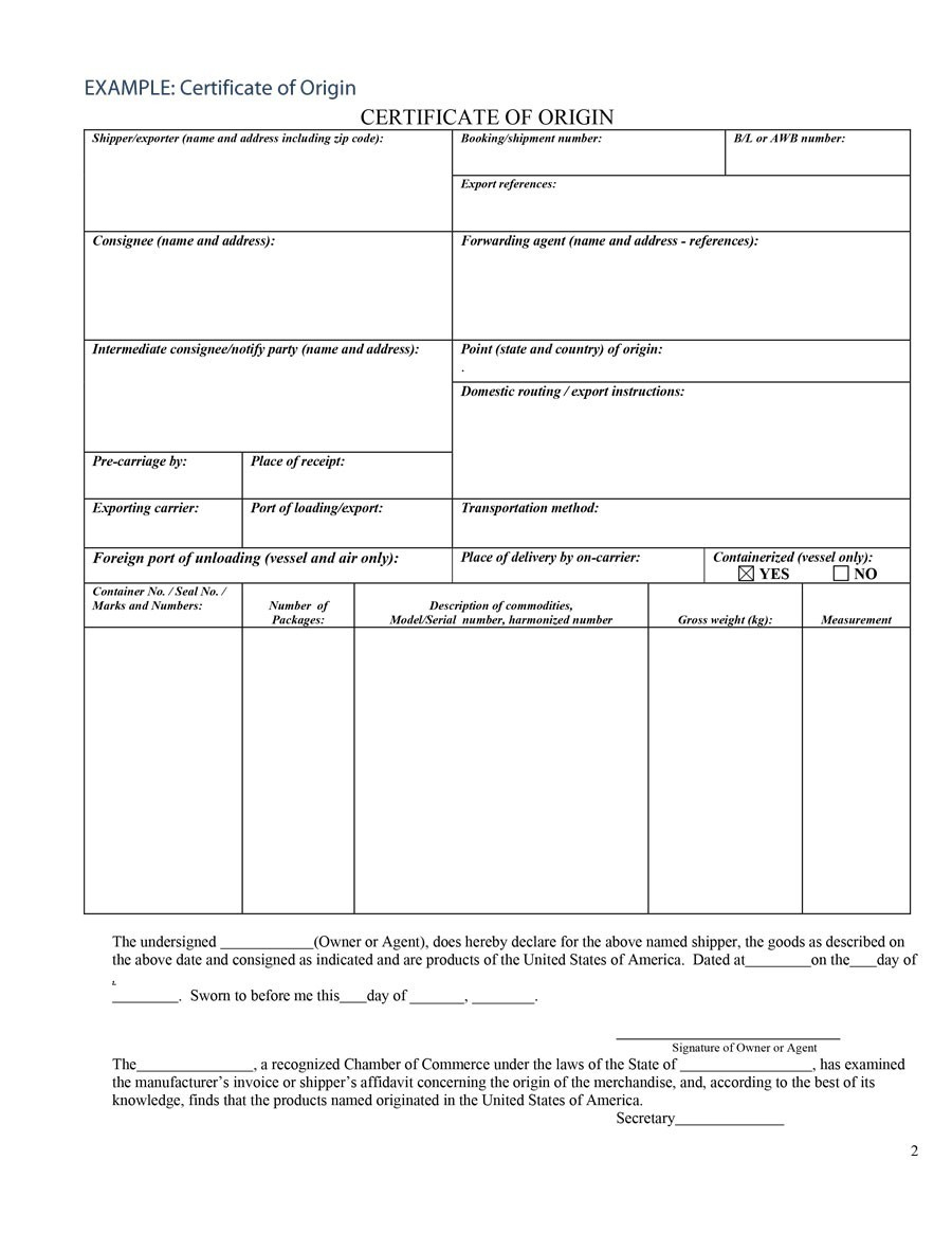 certificate of origin form d thailand With Regard To Certificate Of Origin Form Template