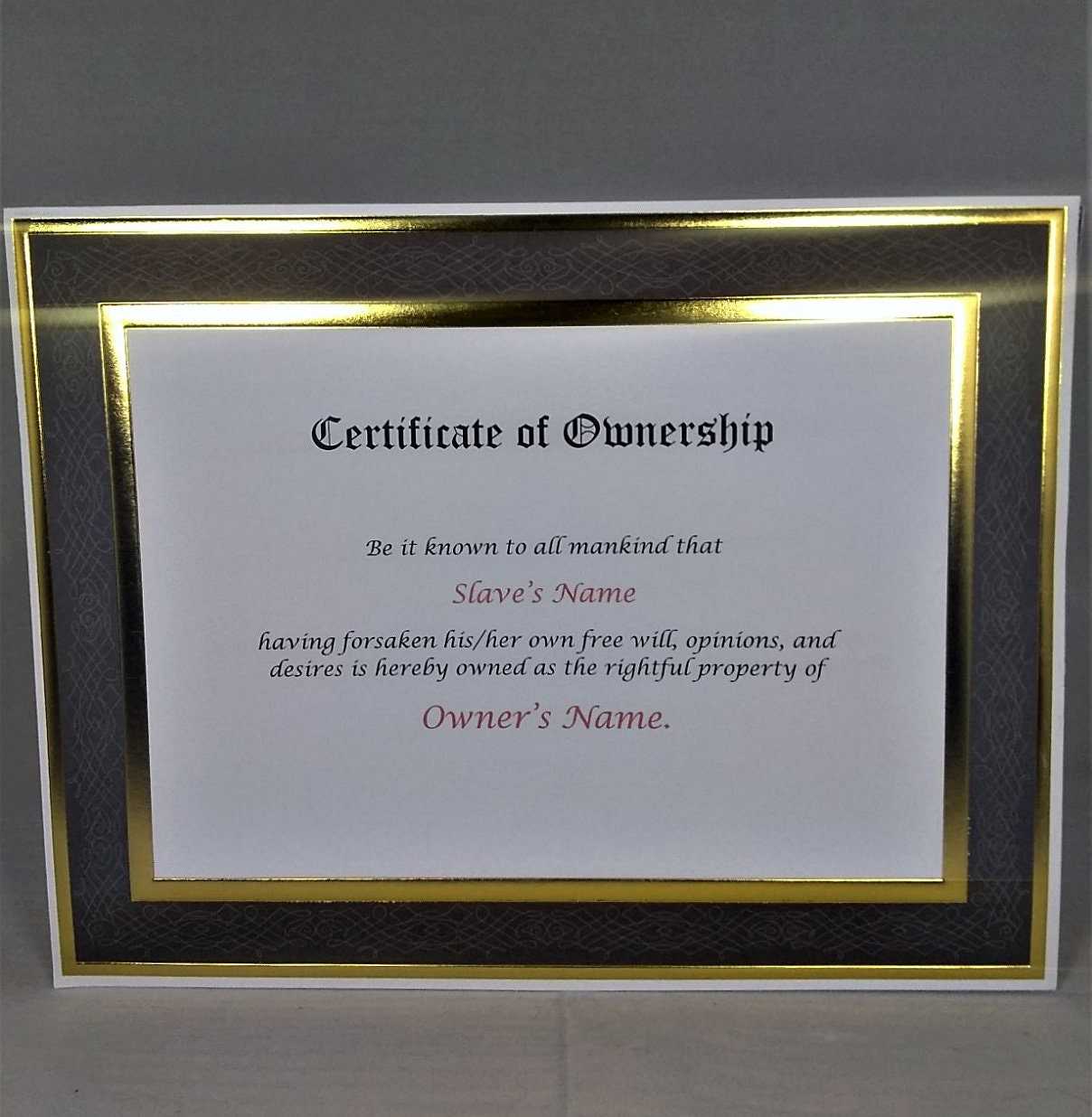 Certificate of Ownership - Etsy Australia