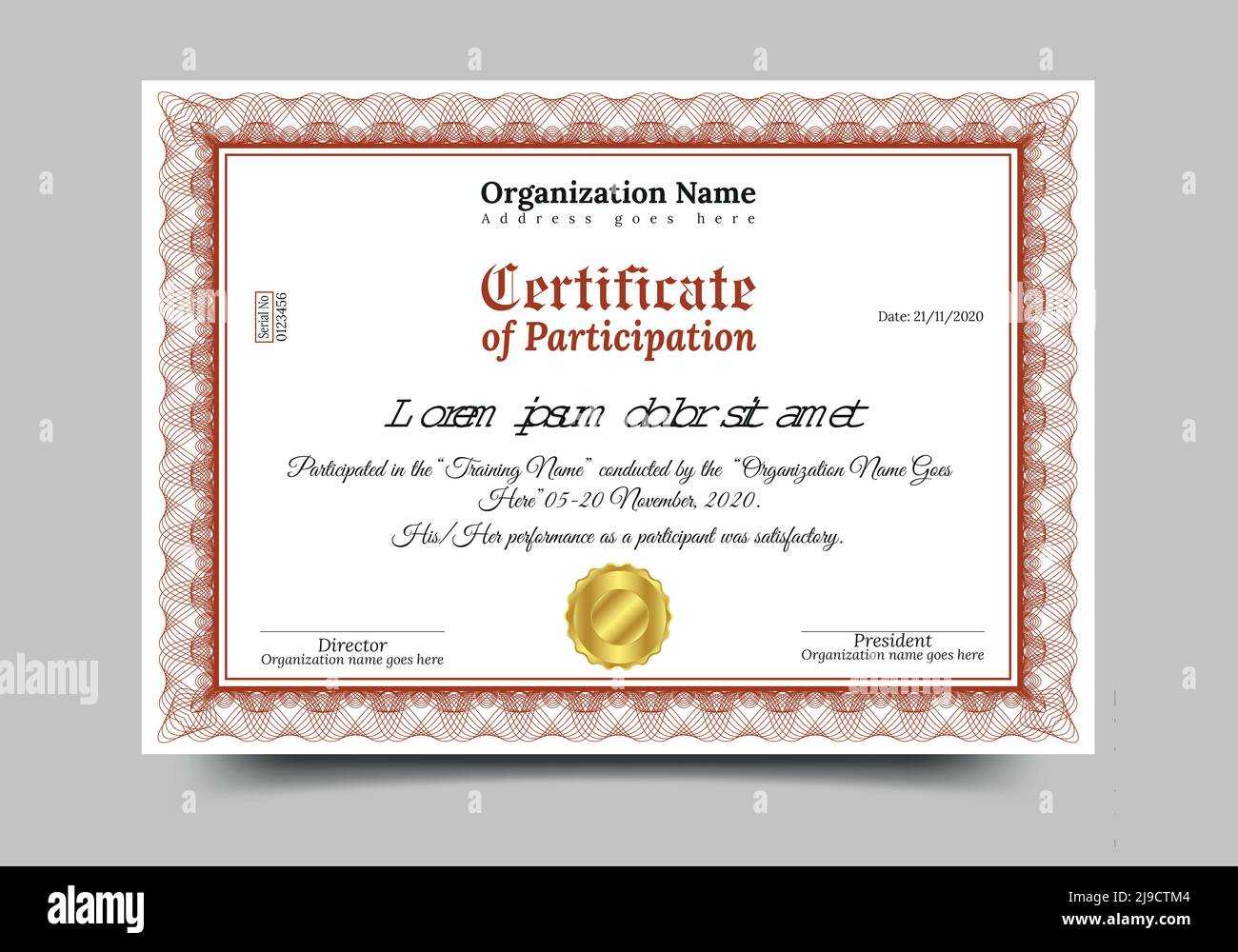Certificate Of Participation Hi Res Stock Photography And Images  With Officer Promotion Certificate Template