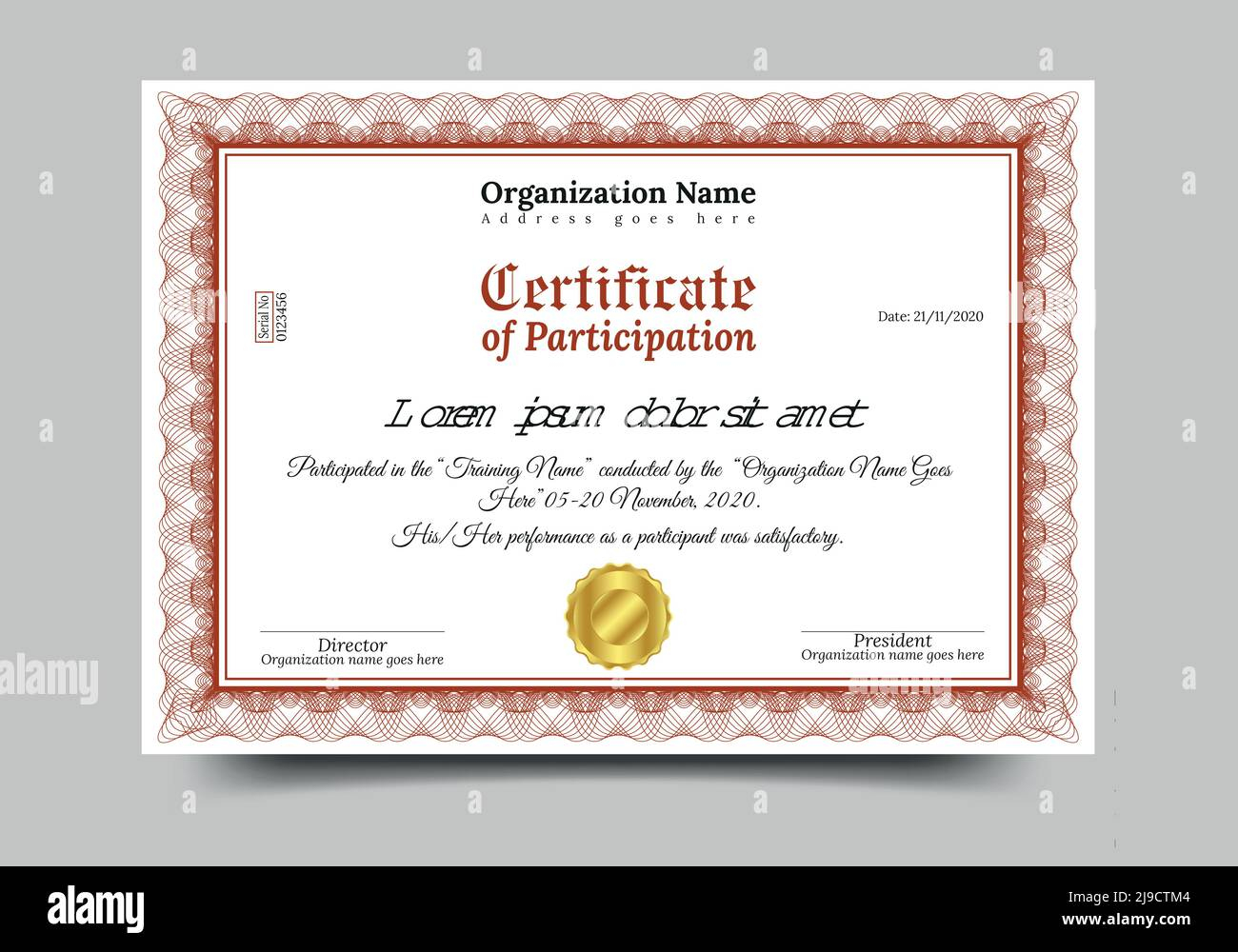 Certificate of participation Stock-Vektorgrafiken kaufen - Alamy Pertaining To Templates For Certificates Of Participation