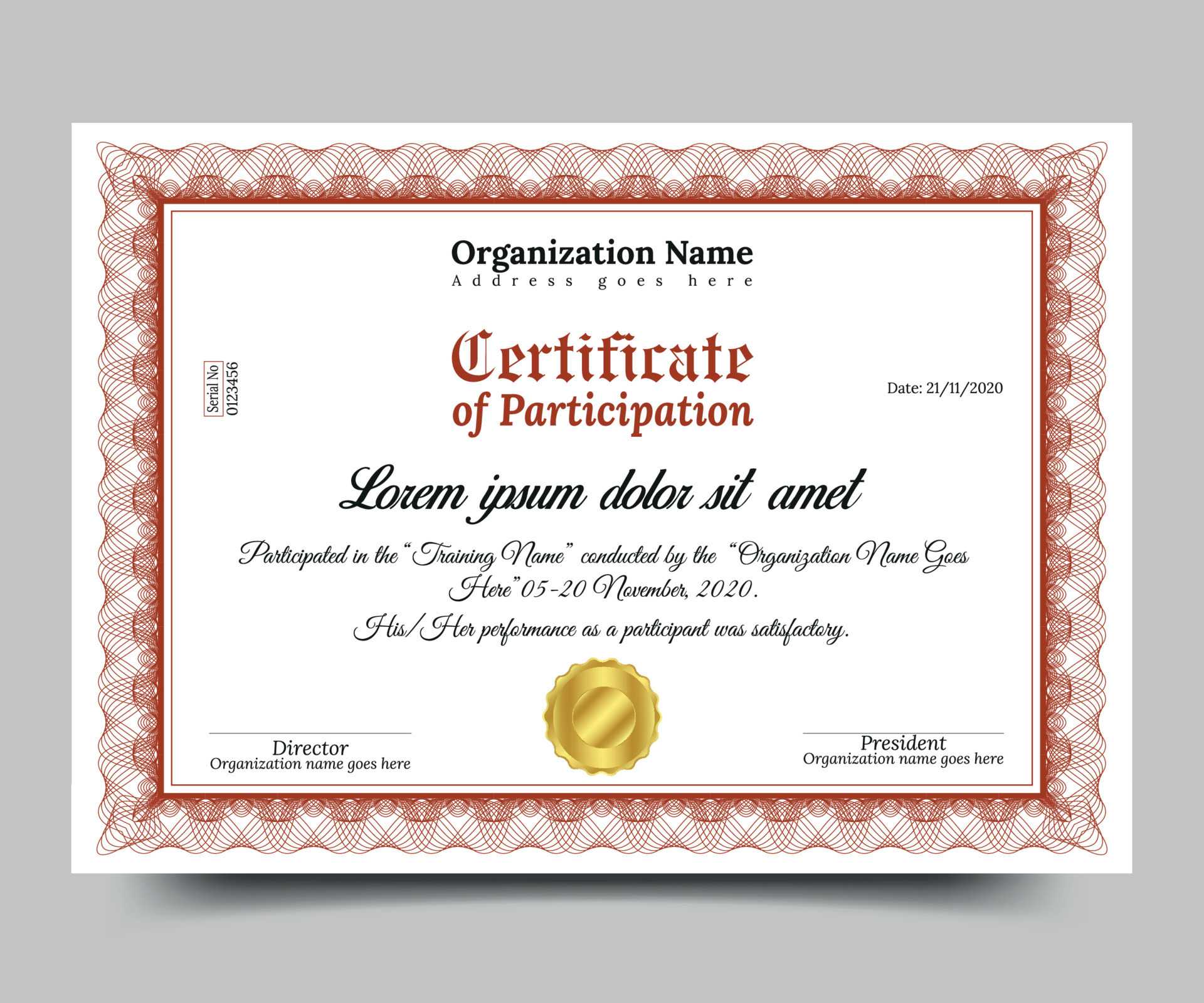 Certificate of Participation Template Free Vector 10 Vector  Intended For Free Templates For Certificates Of Participation