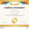 Certificate of Participation Template with Gold Border Stock