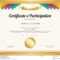 Certificate of Participation Template with Gold Border Stock