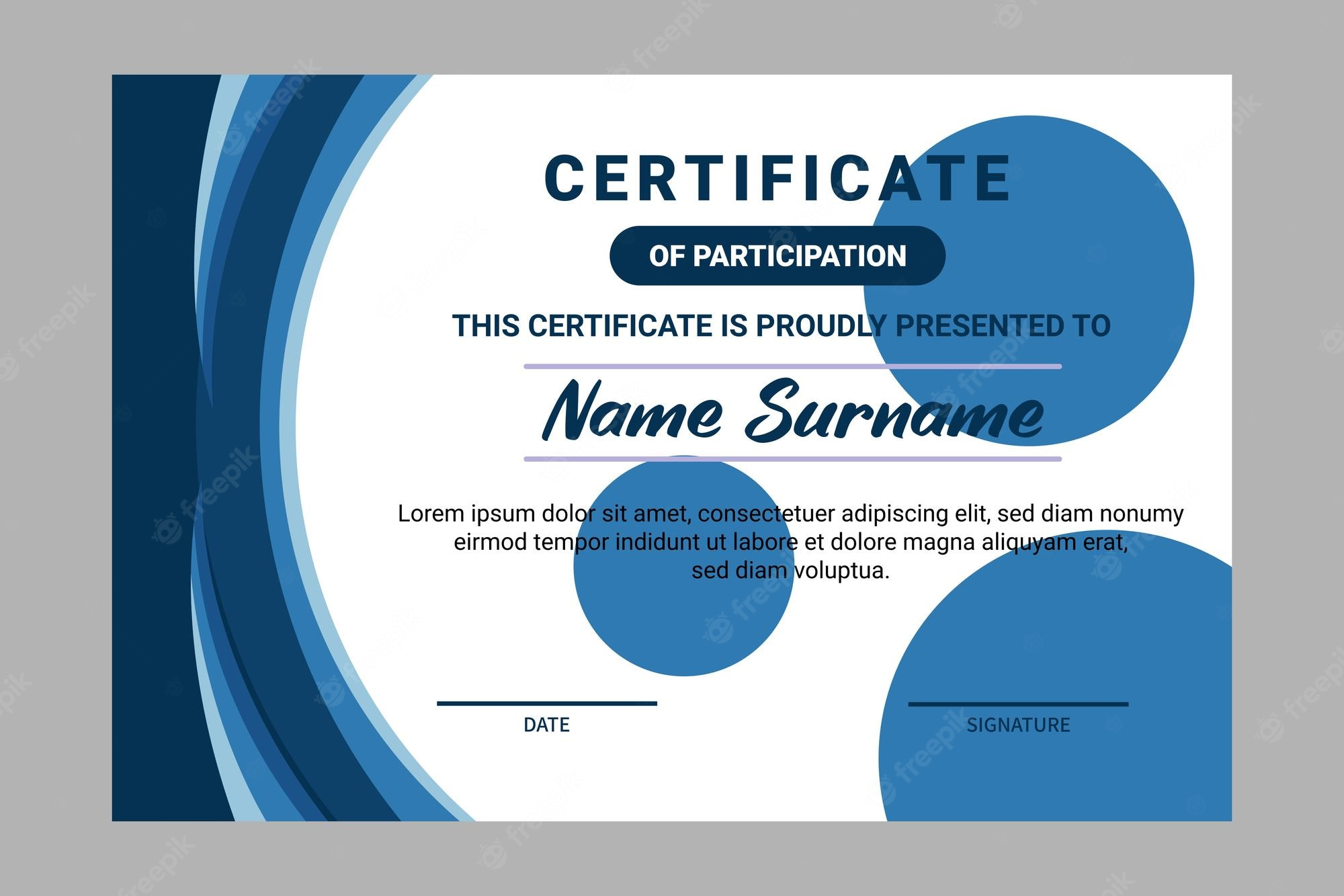 Certificate of participation Vectors & Illustrations for Free  With Free Templates For Certificates Of Participation