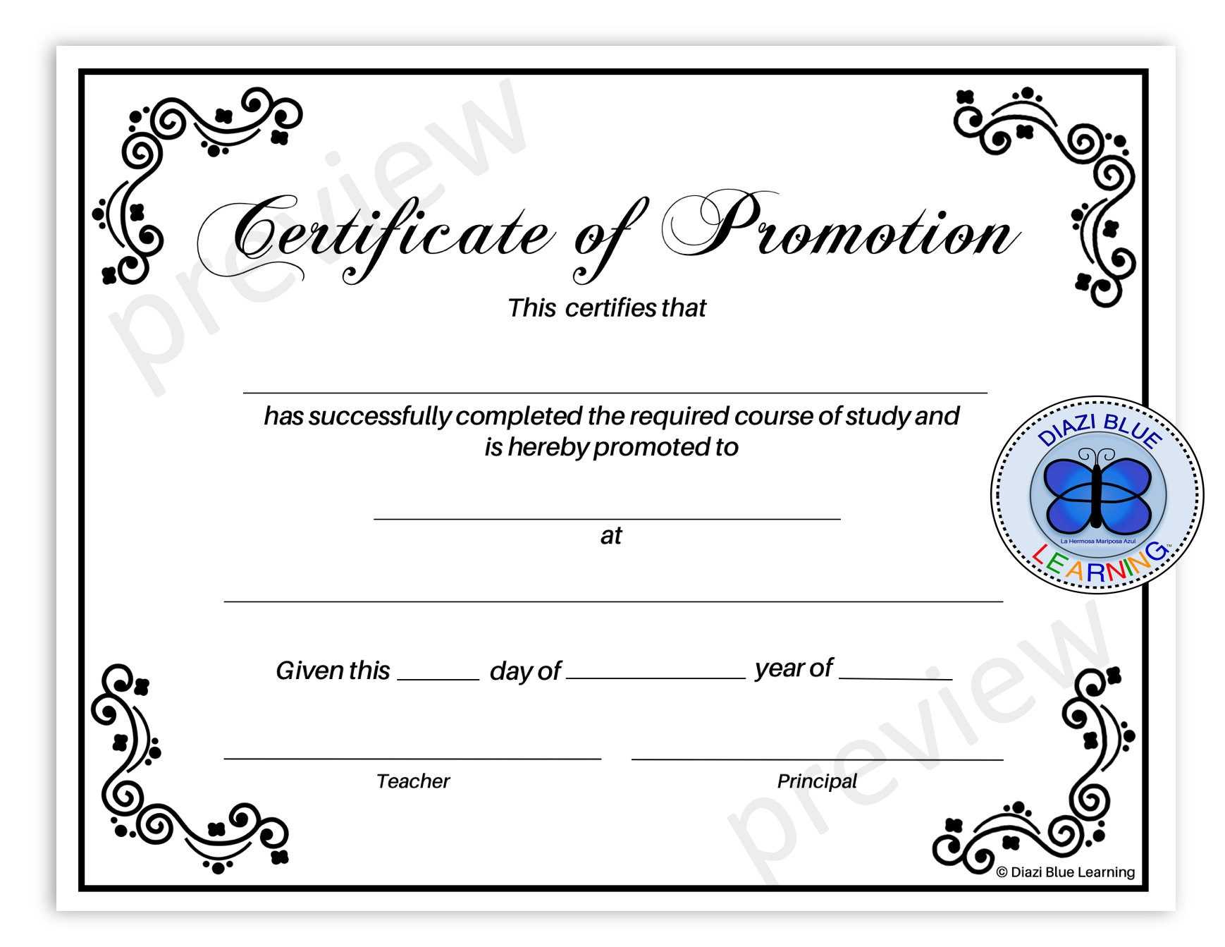 Certificate of Promotion Certificate of Completion End of - Etsy