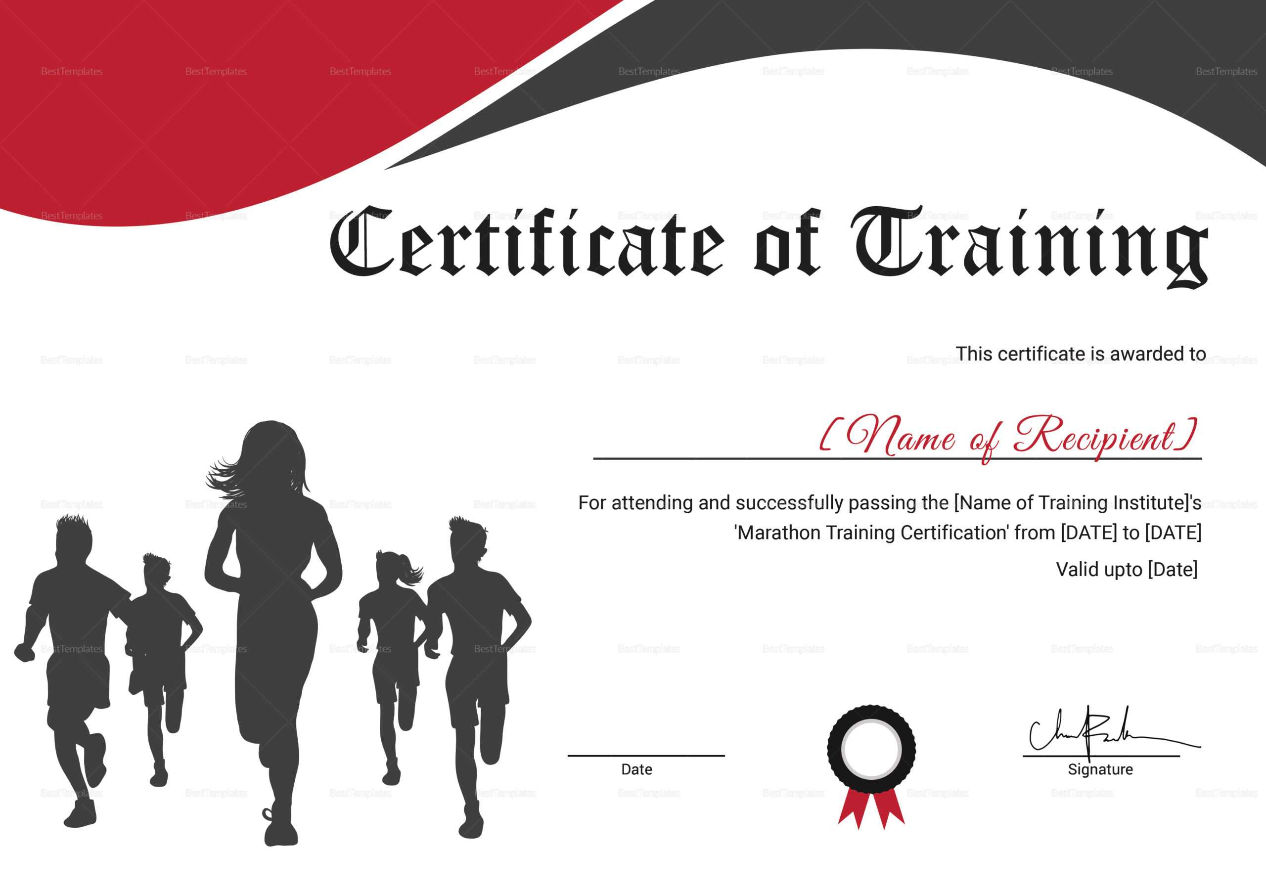 Certificate Of Training For Running Template In PSD, Word Intended For Walking Certificate Templates