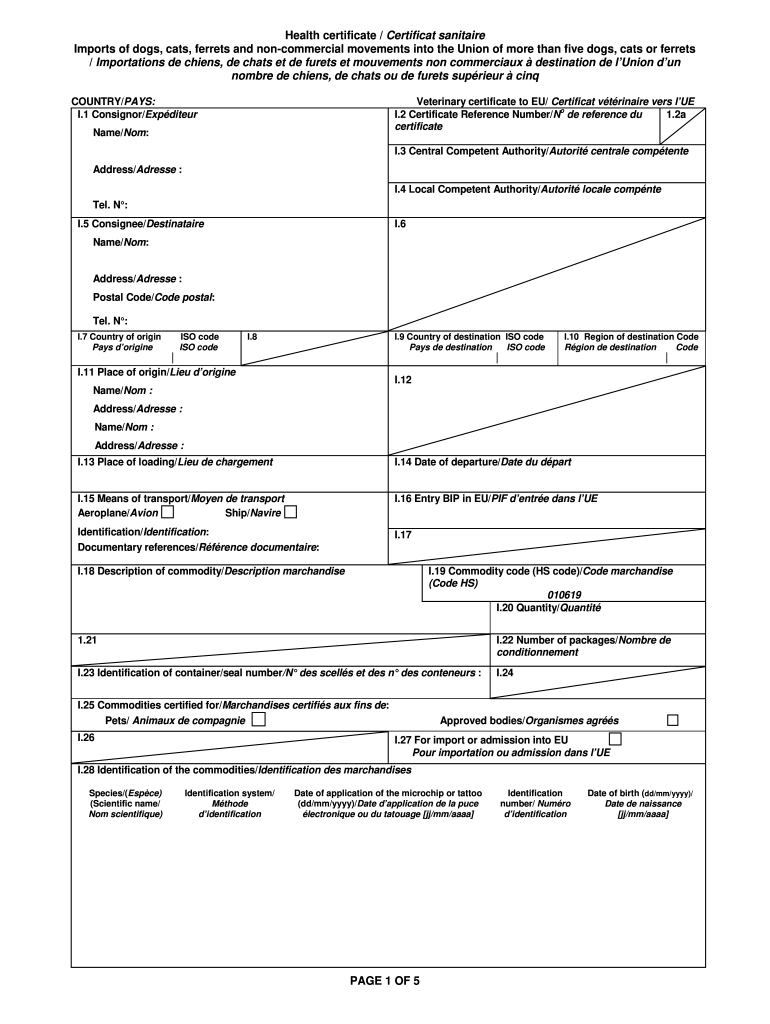 certificate of veterinary inspection form: Fill out & sign online  Regarding Veterinary Health Certificate Template