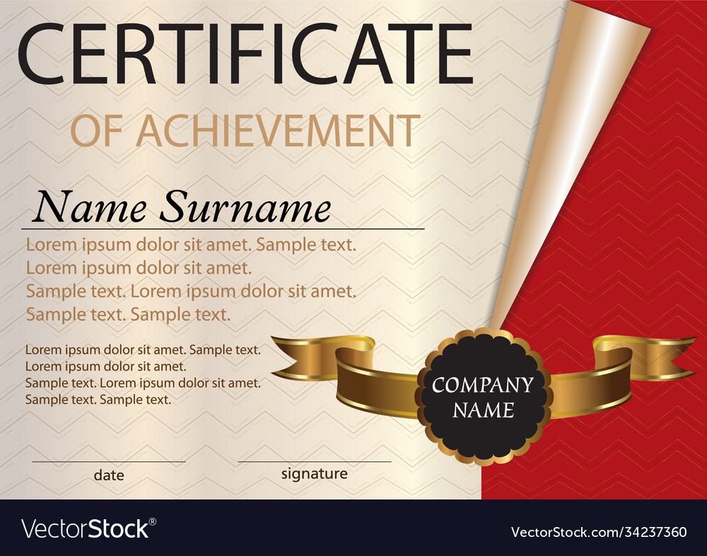 Certificate Or Diploma Template Award Winner Vector Image With Winner Certificate Template