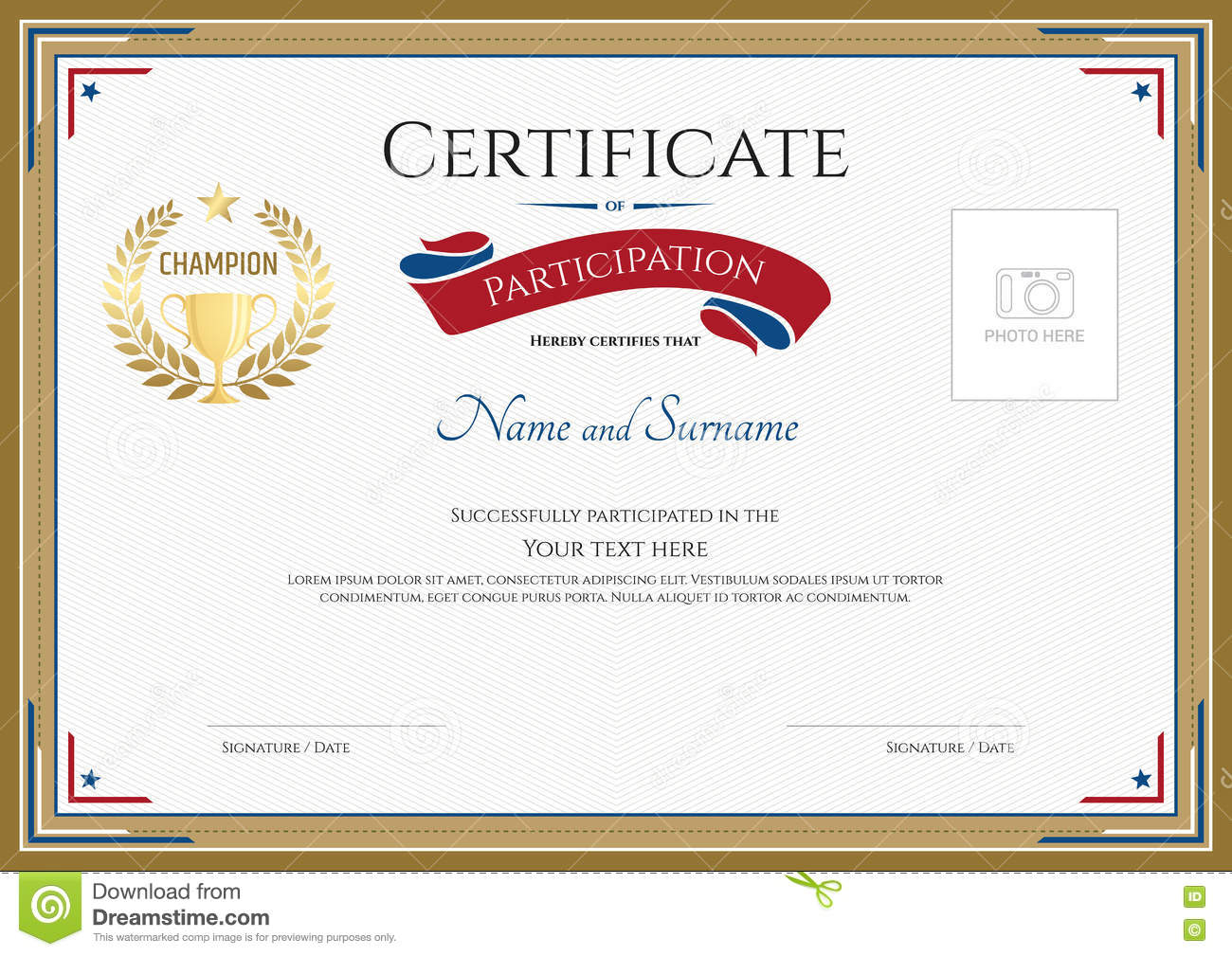 Certificate Participation Stock Illustrations – 10 Certificate  Within Free Templates For Certificates Of Participation