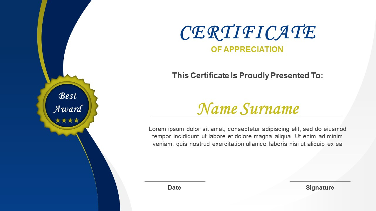 Certificate PowerPoint Template  PPT Templates Intended For Award Certificate Template Powerpoint