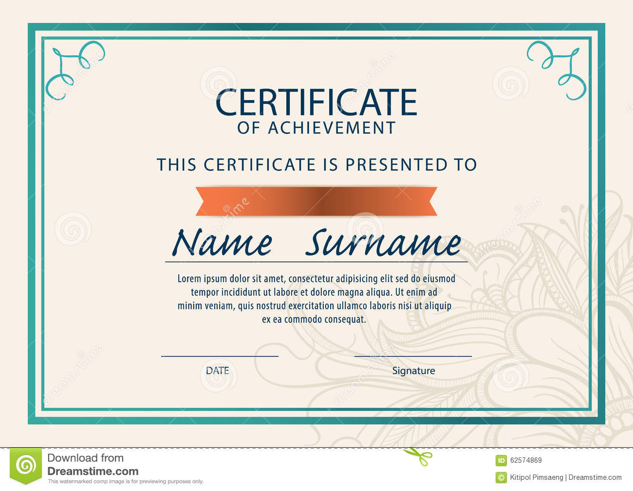 Certificate Template,diploma,A10 Size , Stock Illustration