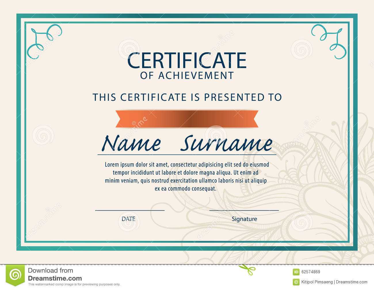 Certificate Template,diploma,A10 Size , Stock Illustration  Within Certificate Template Size