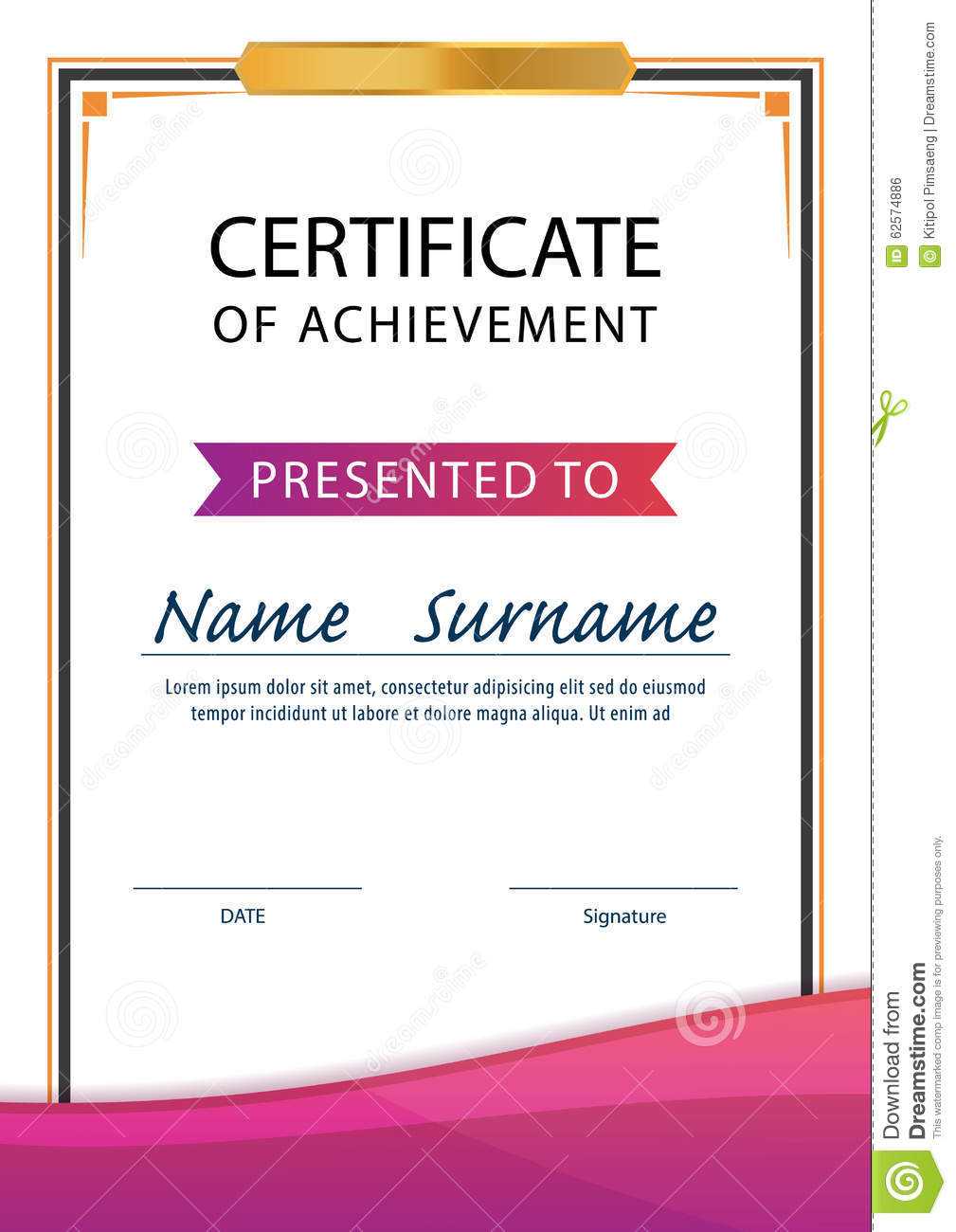 Certificate Template,diploma,A10 Size ,vector Stock Vector  For Certificate Template Size