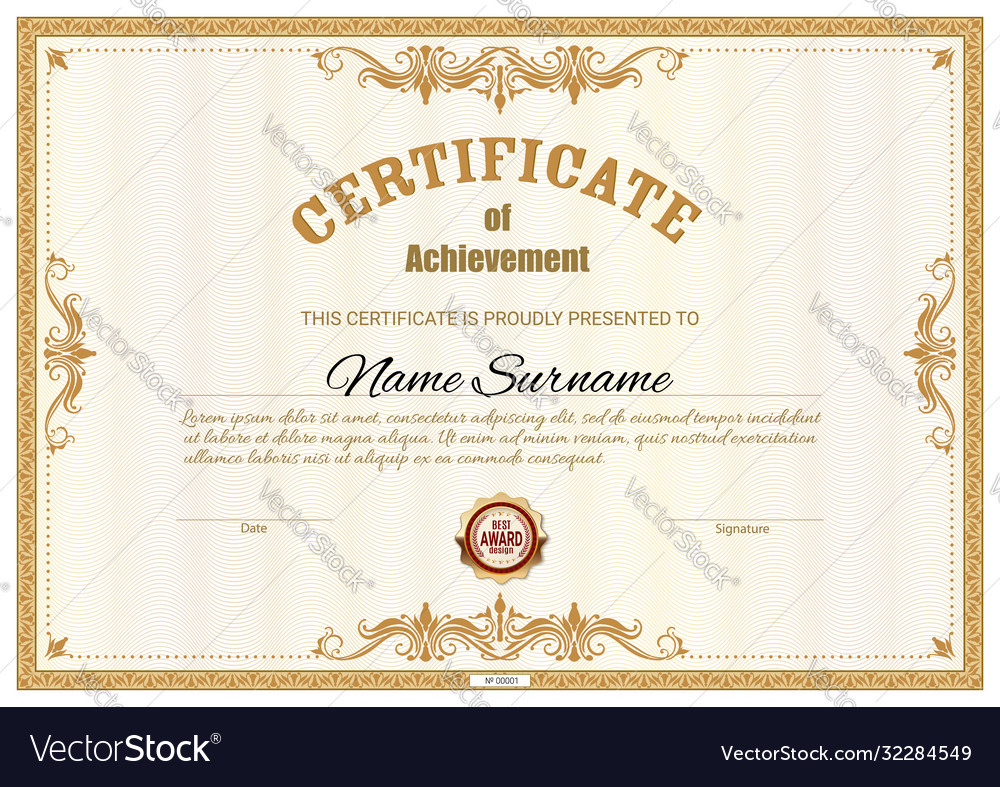 Certificate template diploma award border frames Vector Image Within Award Certificate Border Template