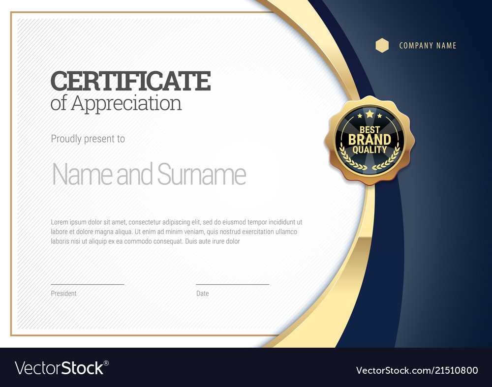 Certificate Template Diploma Of Modern Design Vector Image With High Resolution Certificate Template