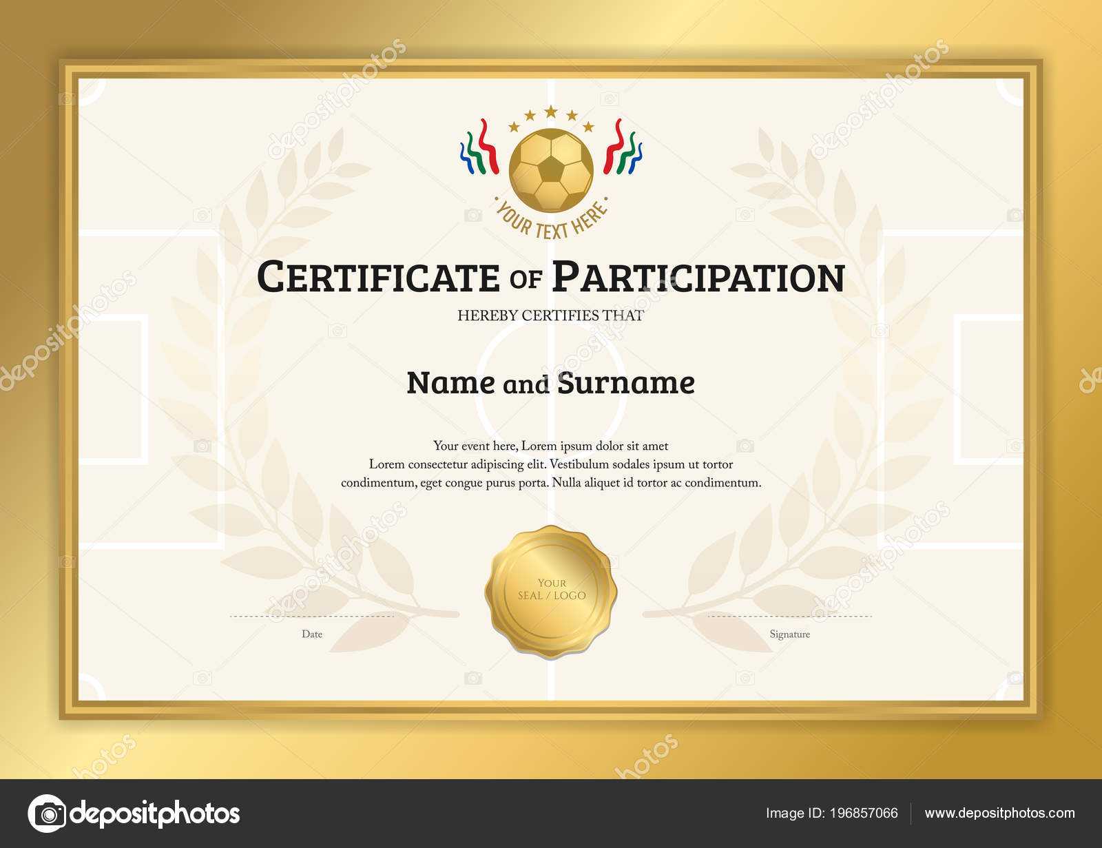 Certificate template football Stockvektoren, lizenzfreie  Pertaining To Football Certificate Template