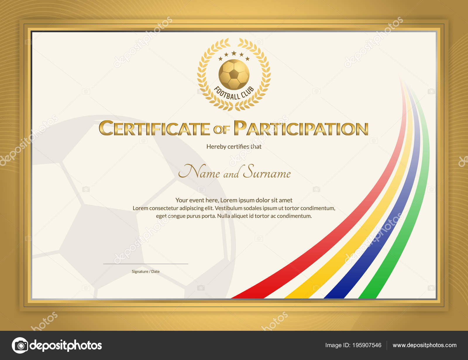 Certificate template football Stockvektoren, lizenzfreie  With Football Certificate Template