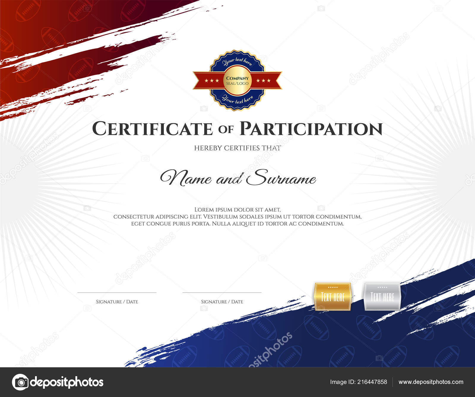 Certificate template football Stockvektoren, lizenzfreie  With Regard To Rugby League Certificate Templates
