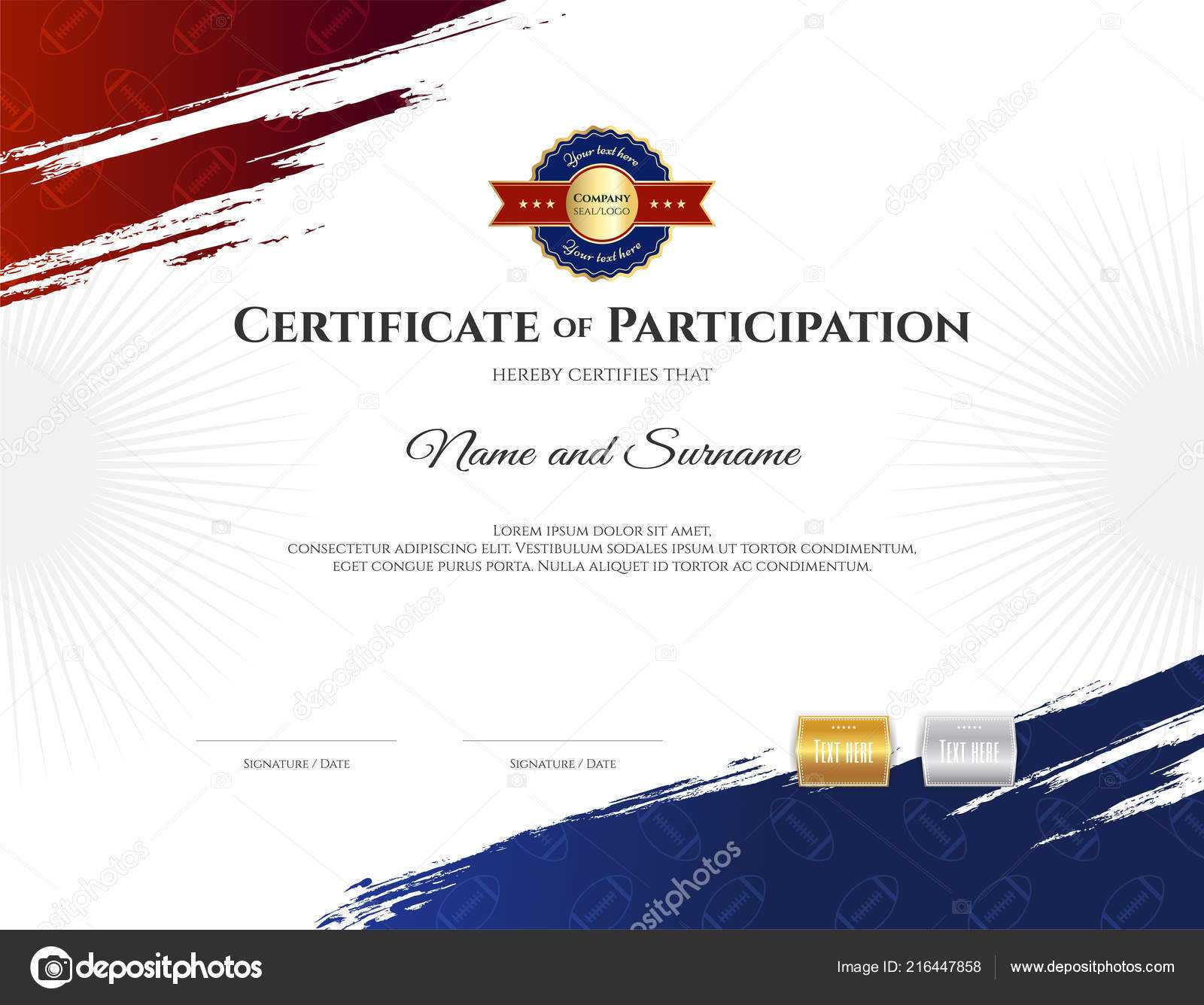 Certificate Template Football Stockvektoren, Lizenzfreie  With Regard To Rugby League Certificate Templates