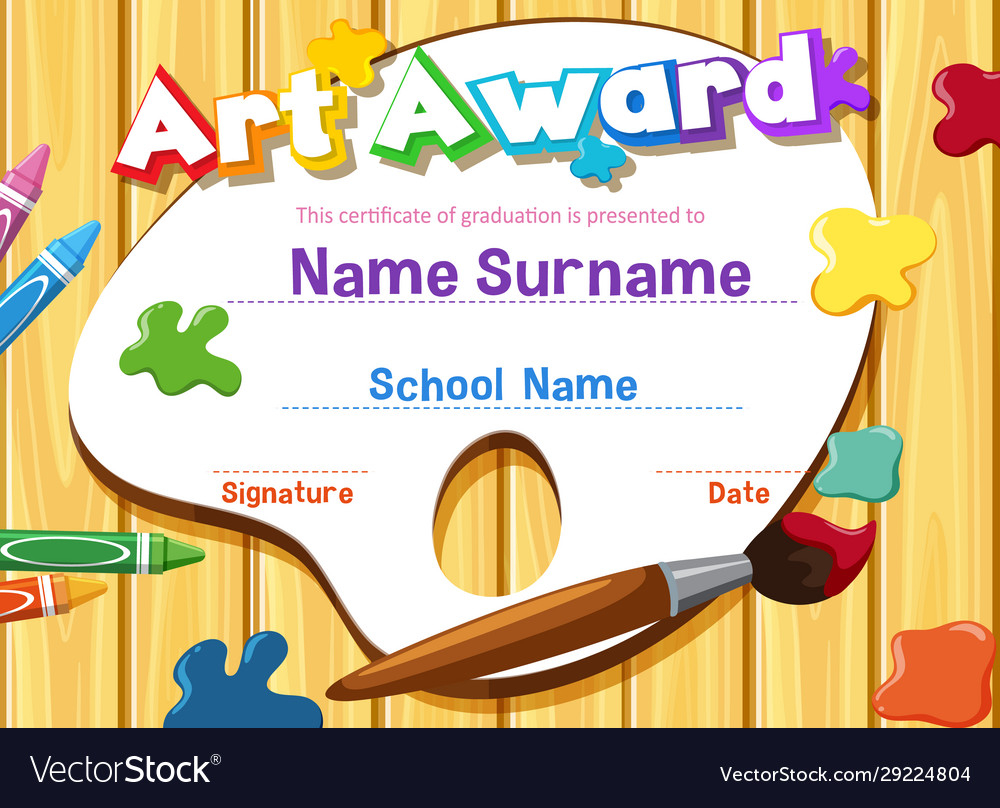 Certificate template for art award Royalty Free Vector Image Regarding Art Certificate Template Free