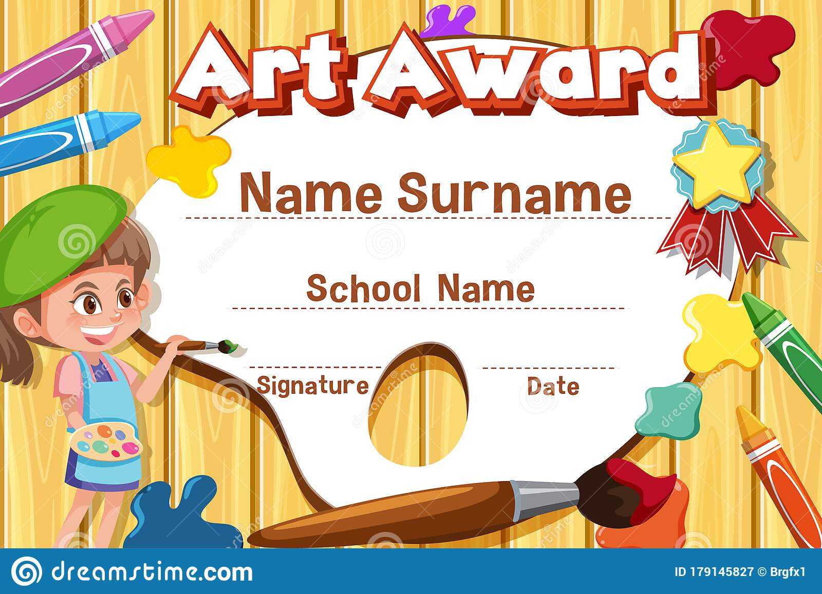 Certificate Template For Art Award With Kid Painting In Background  With Regard To Art Certificate Template Free