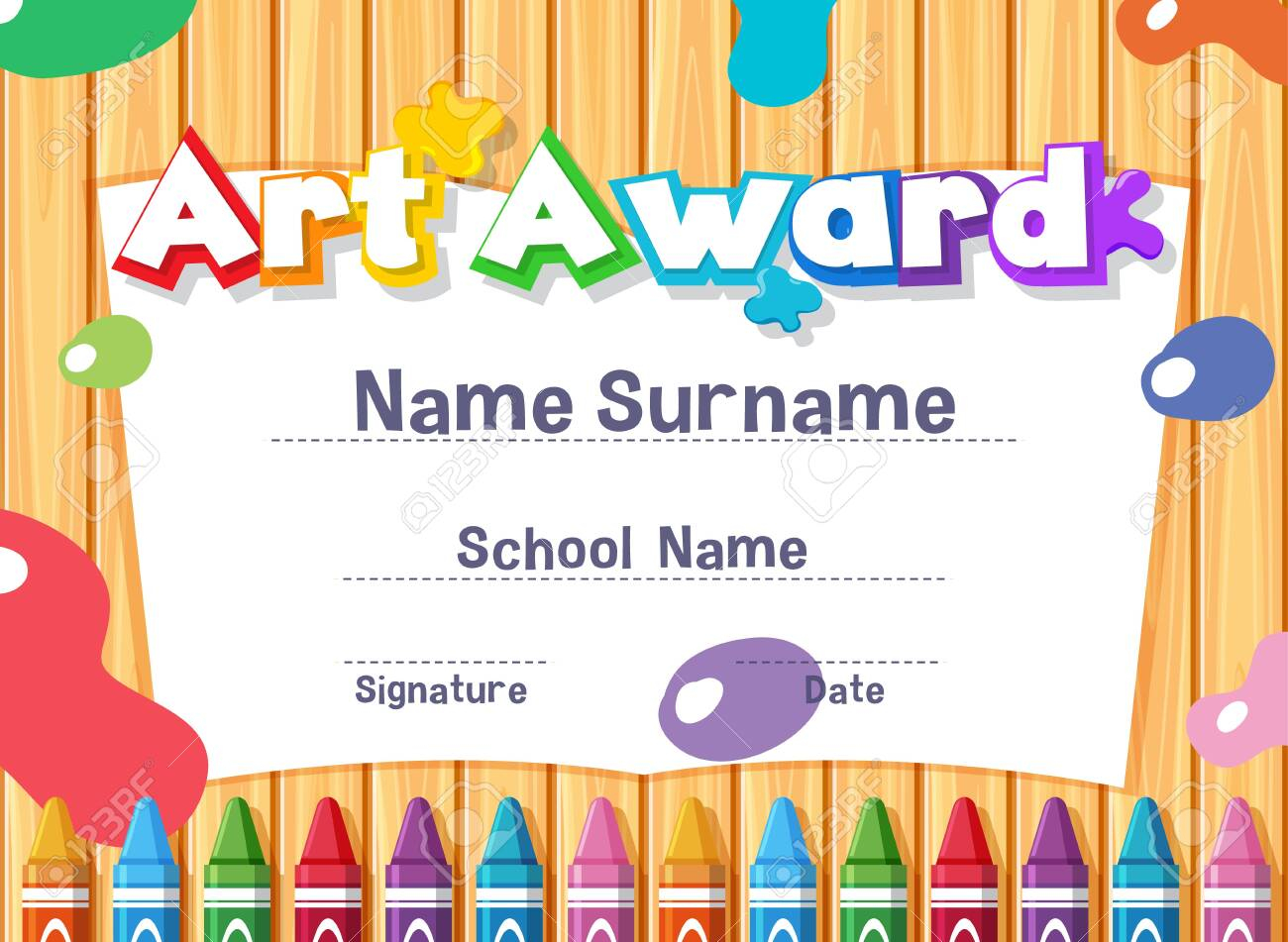 Certificate Template For Art Award With Paints In Background  With Art Certificate Template Free