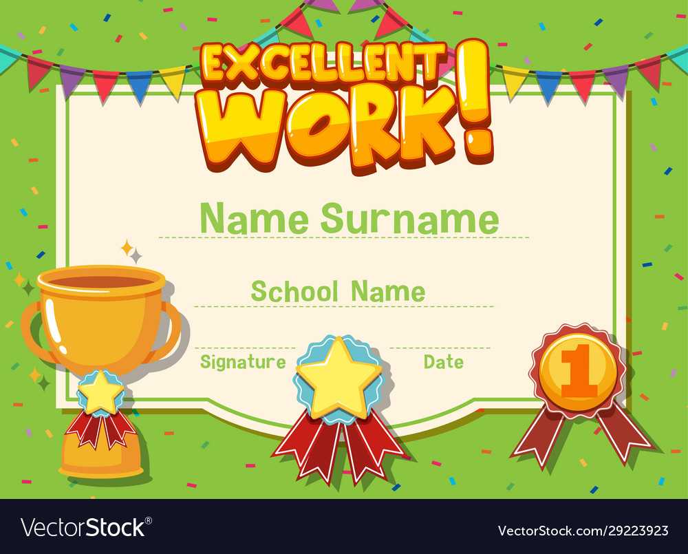 Certificate template for excellent work Royalty Free Vector Regarding Good Job Certificate Template