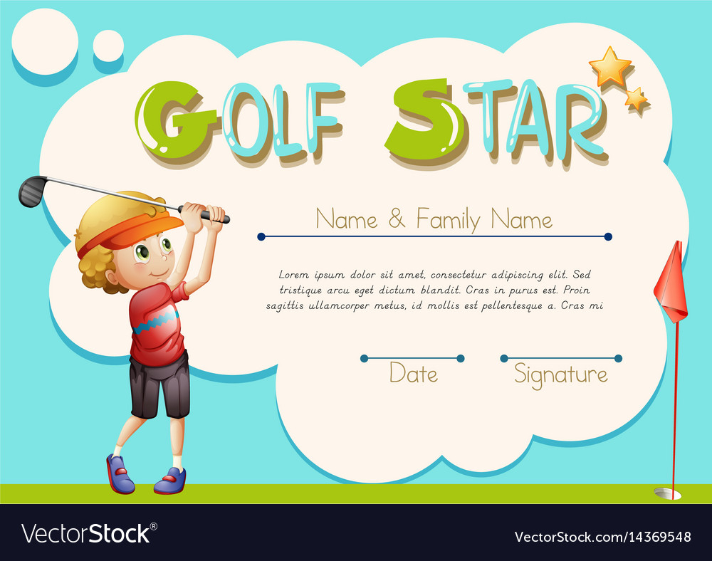 Certificate template for golf star Royalty Free Vector Image Regarding Golf Certificate Template Free