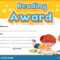 Certificate Template For Reading Award With Kids Reading In With Regard To Small Certificate Template