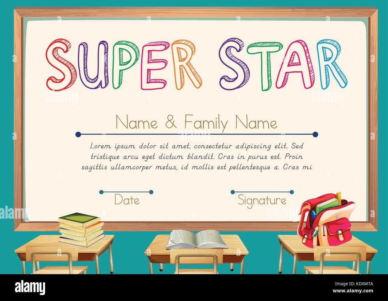 Certificate Template For Super Star With Classroom Background  With Classroom Certificates Templates