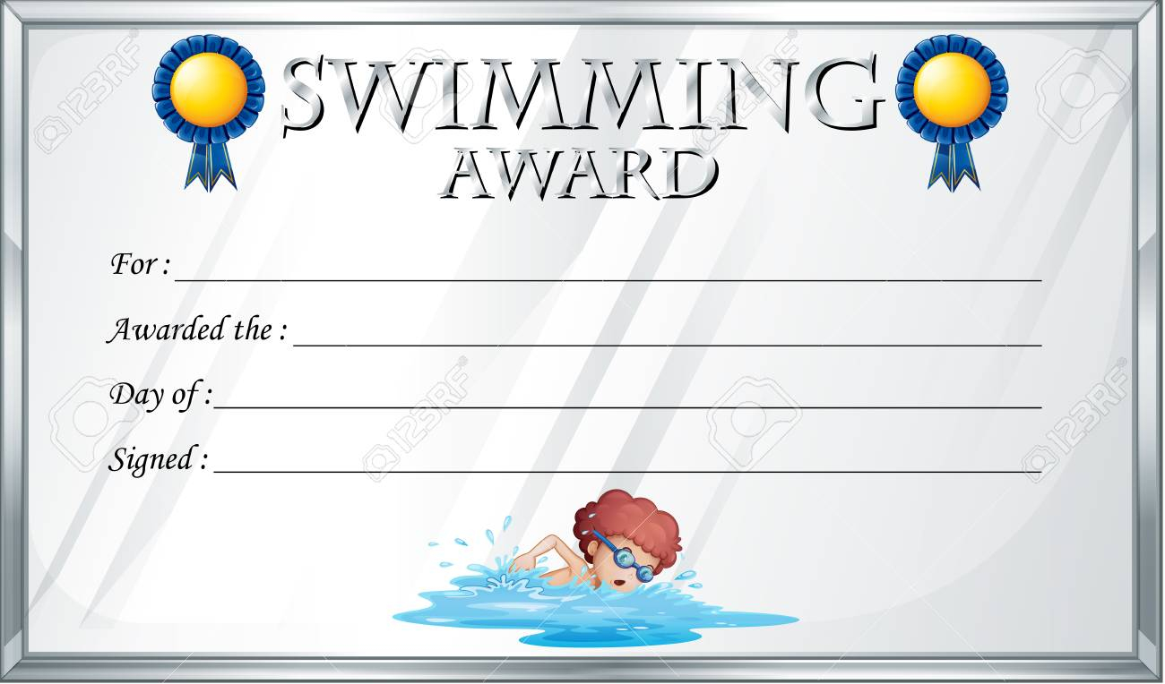 Certificate Template For Swimming Award Illustration Royalty Free  Inside Free Swimming Certificate Templates