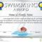 Certificate Template For Swimming Award Stock Vector  With Regard To Swimming Award Certificate Template