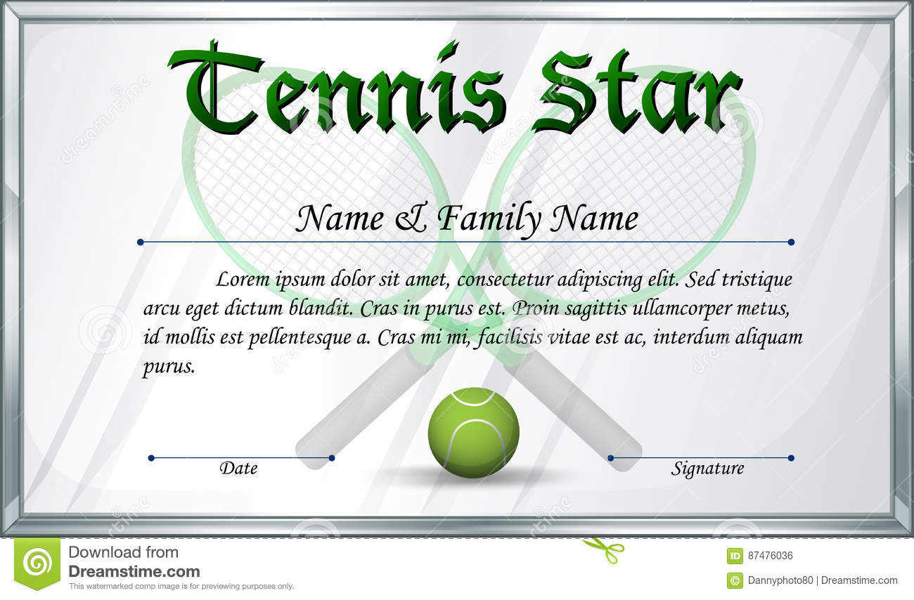 Certificate Template For Tennis Star Stock Vector – Illustration  With Regard To Tennis Gift Certificate Template